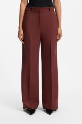 Regular-fit trousers with wide leg, Bordeaux