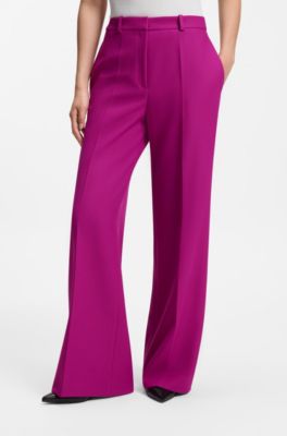 Regular-fit trousers with wide leg, Bordeaux