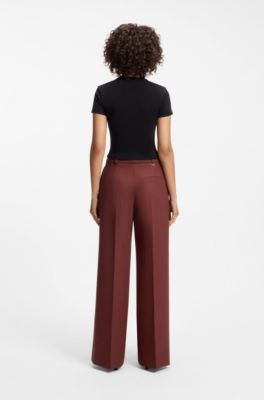 Regular-fit trousers with wide leg, Bordeaux