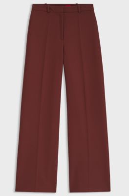 Regular-fit trousers with wide leg, Brown
