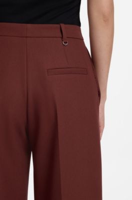 Regular-fit trousers with wide leg, Brown