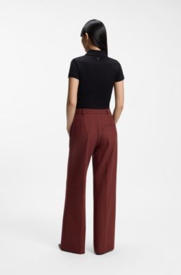 Regular-fit trousers with wide leg, Brown
