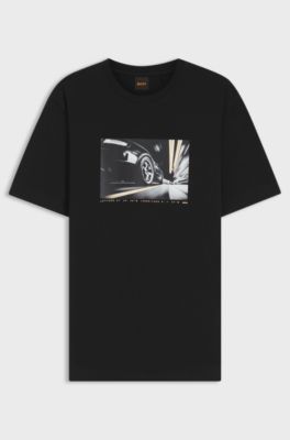 Regular-fit T-shirt in lightweight cotton jersey, Black