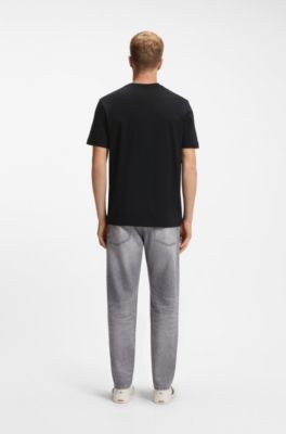 Regular-fit T-shirt in lightweight cotton jersey, Black