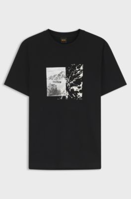 Regular-fit T-shirt in lightweight cotton jersey, Black