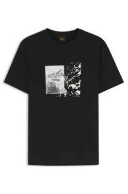 Boss Uomo Nero T-Shirt Regular Fit In Jersey Di Cotone Leggero