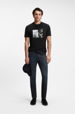 Regular-fit T-shirt in lightweight cotton jersey, Black