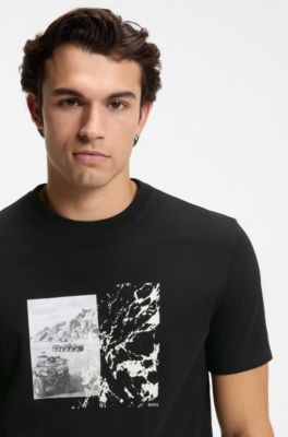 Regular-fit T-shirt in lightweight cotton jersey, Black