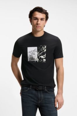 Regular-fit T-shirt in lightweight cotton jersey, Black