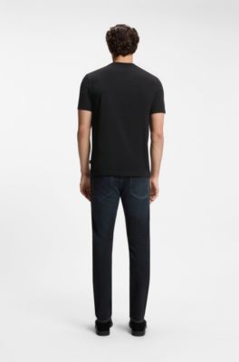 Regular-fit T-shirt in lightweight cotton jersey, Black