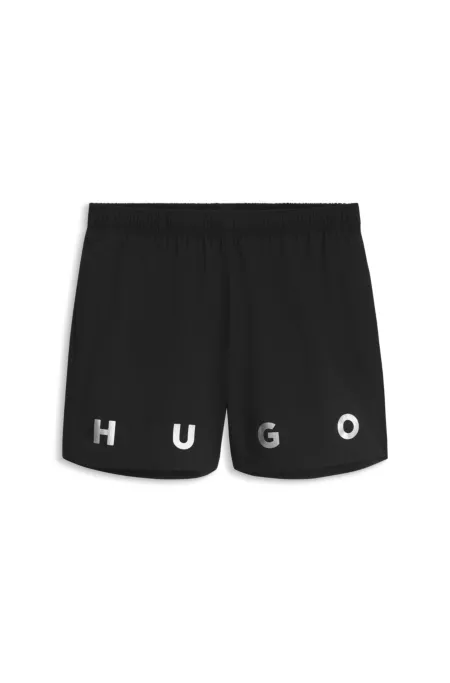 Kurze Badeshorts mit doppeltem Logo-Print