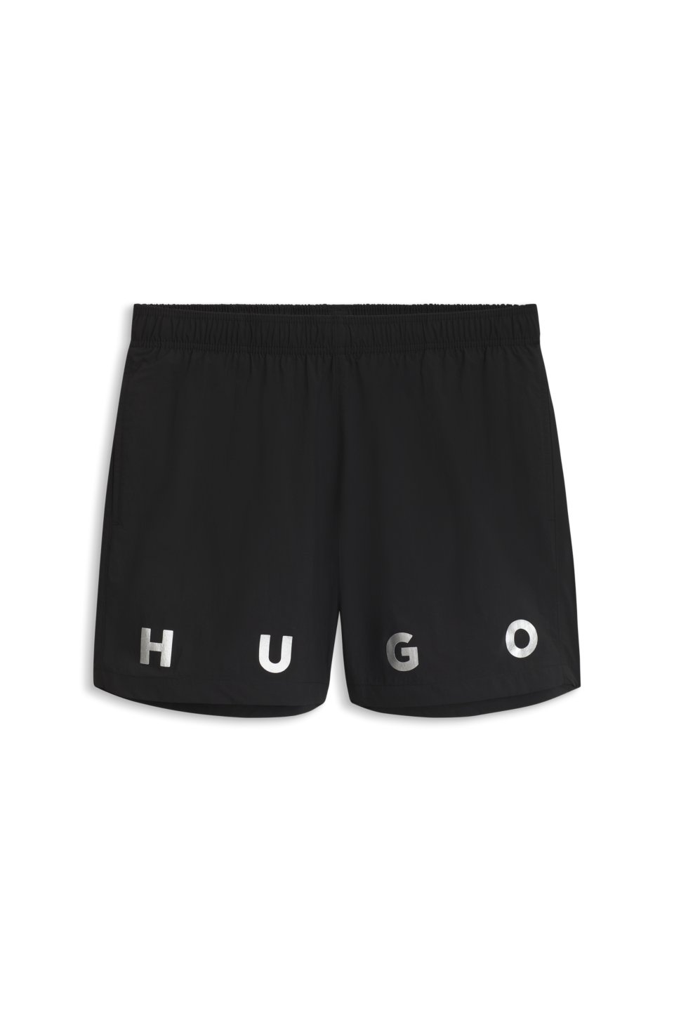 Short-length swim shorts with dual logo print