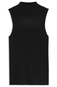 Knitted top with sheer section, Black