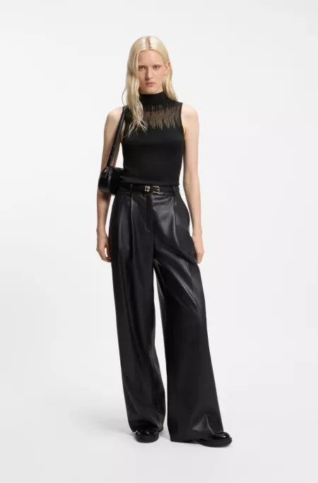 Knitted top with sheer section