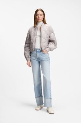 Knitted top with sheer section, Natural
