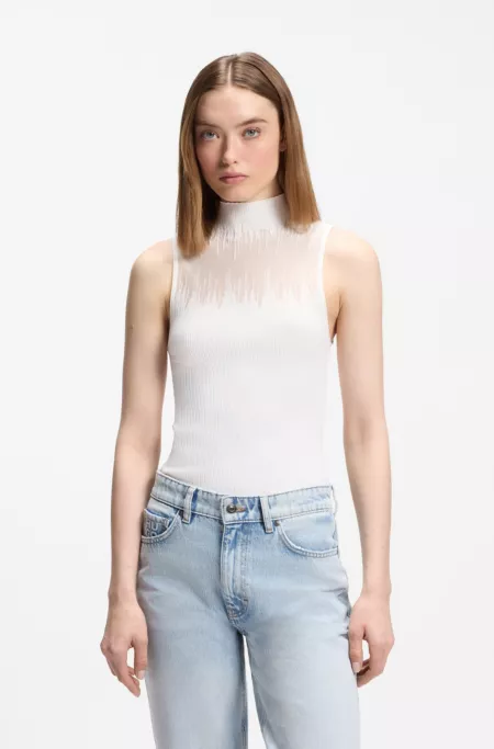 Top en maille à empiècement transparent
