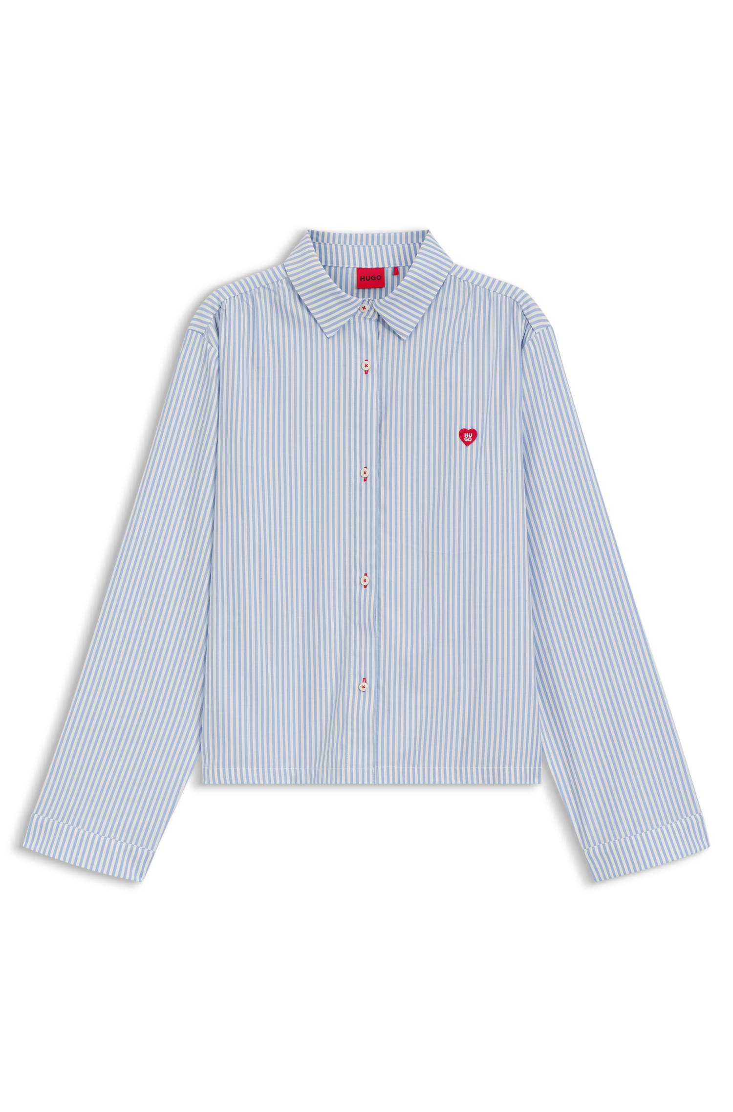 Hugo Cotton-blend pyjama shirt with heart logo pyjamas & nattlinnen dam – bild 4