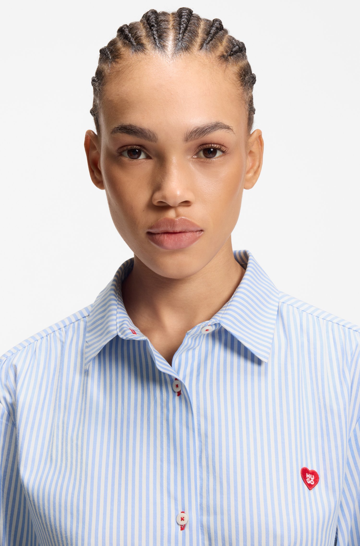 Hugo Cotton-blend pyjama shirt with heart logo pyjamas & nattlinnen dam – bild 2