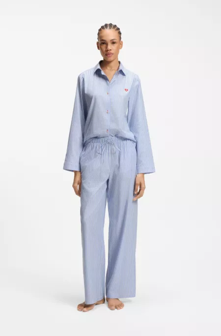 Bas de pyjama en coton mélangé avec logo cœur