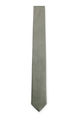 Silk-blend tie with jacquard pattern, Light Green