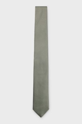 Silk-blend tie with jacquard pattern, Light Green