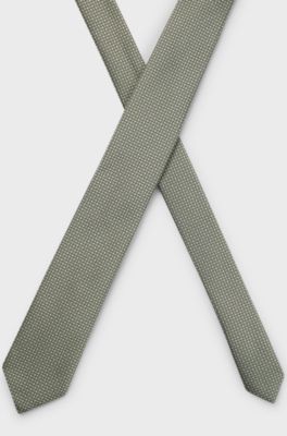 Silk-blend tie with jacquard pattern, Light Green