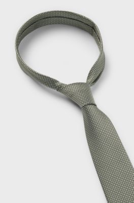 Silk-blend tie with jacquard pattern, Light Green