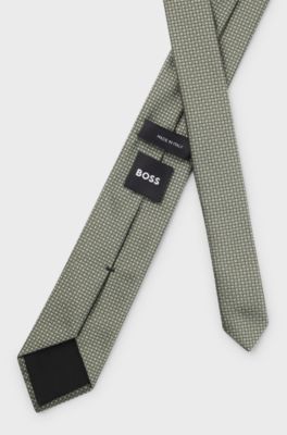 Cravatta in misto seta con motivo jacquard, Calce
