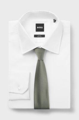 Silk-blend tie with jacquard pattern, Light Green