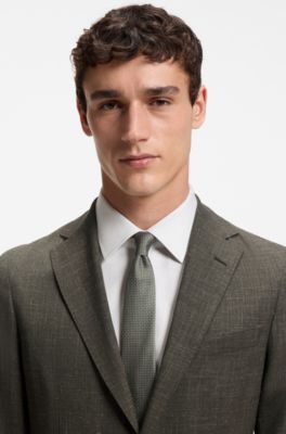 Silk-blend tie with jacquard pattern, Light Green