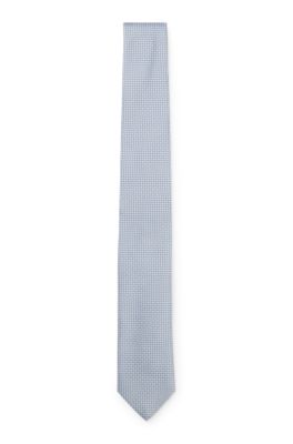 Silk-blend tie with jacquard pattern, Light Blue