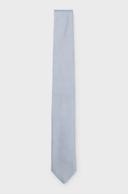 Silk-blend tie with jacquard pattern, Light Blue