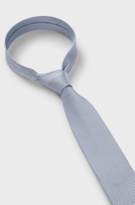 Silk-blend tie with jacquard pattern, Light Blue