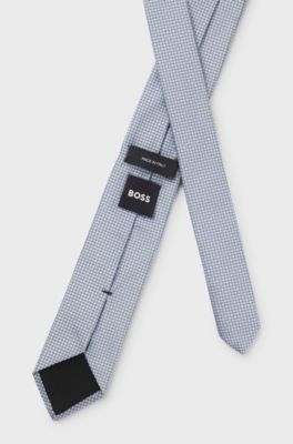 Silk-blend tie with jacquard pattern, Light Blue