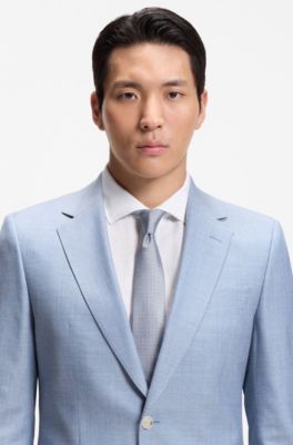 Silk-blend tie with jacquard pattern, Light Blue