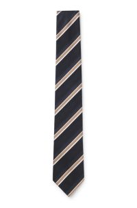 Silk-blend tie with diagonal stripe, Black Stripes