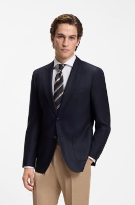 Silk-blend tie with diagonal stripe, Black Stripes