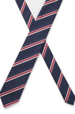 Boss Silk-blend tie with diagonal stripe slipsar herr – bild 3