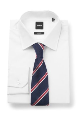 Boss Silk-blend tie with diagonal stripe slipsar herr – bild 2