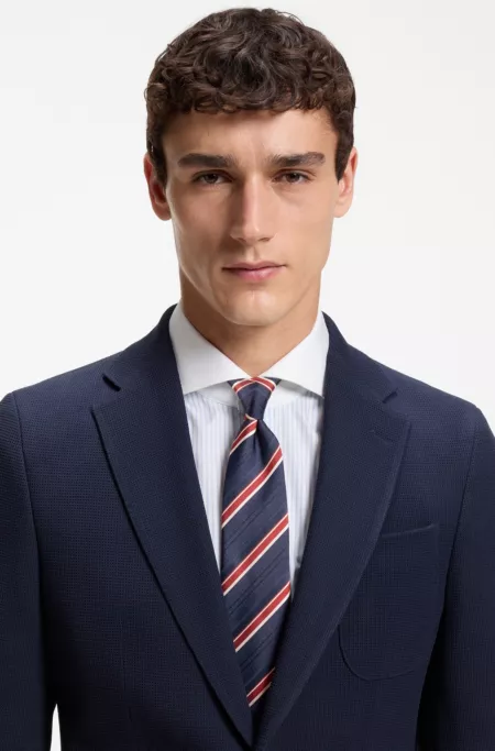 Silk-blend tie with diagonal stripe