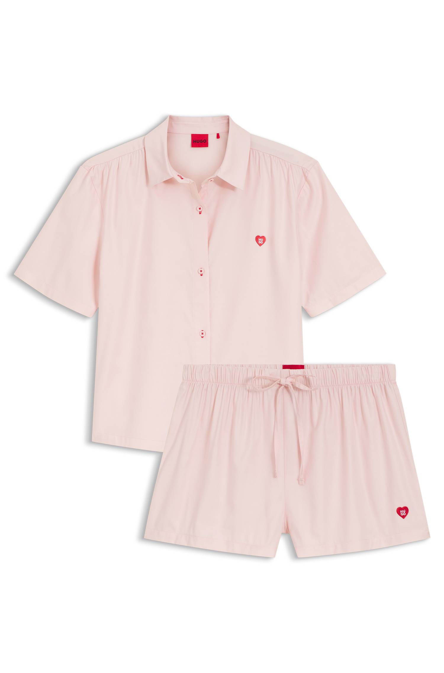 Hugo Cotton-blend pyjama set with heart logos pyjamas & nattlinnen dam – bild 4