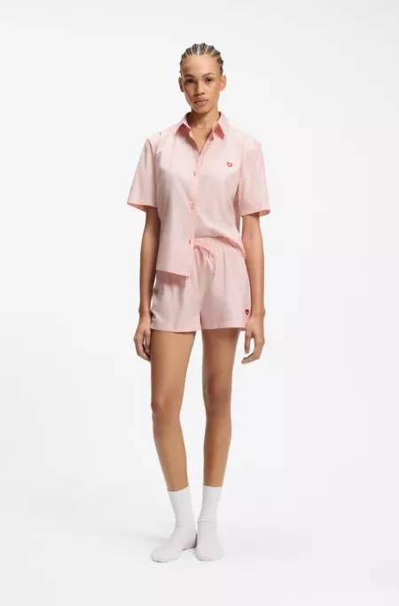 Cotton-blend pyjama set with heart logos