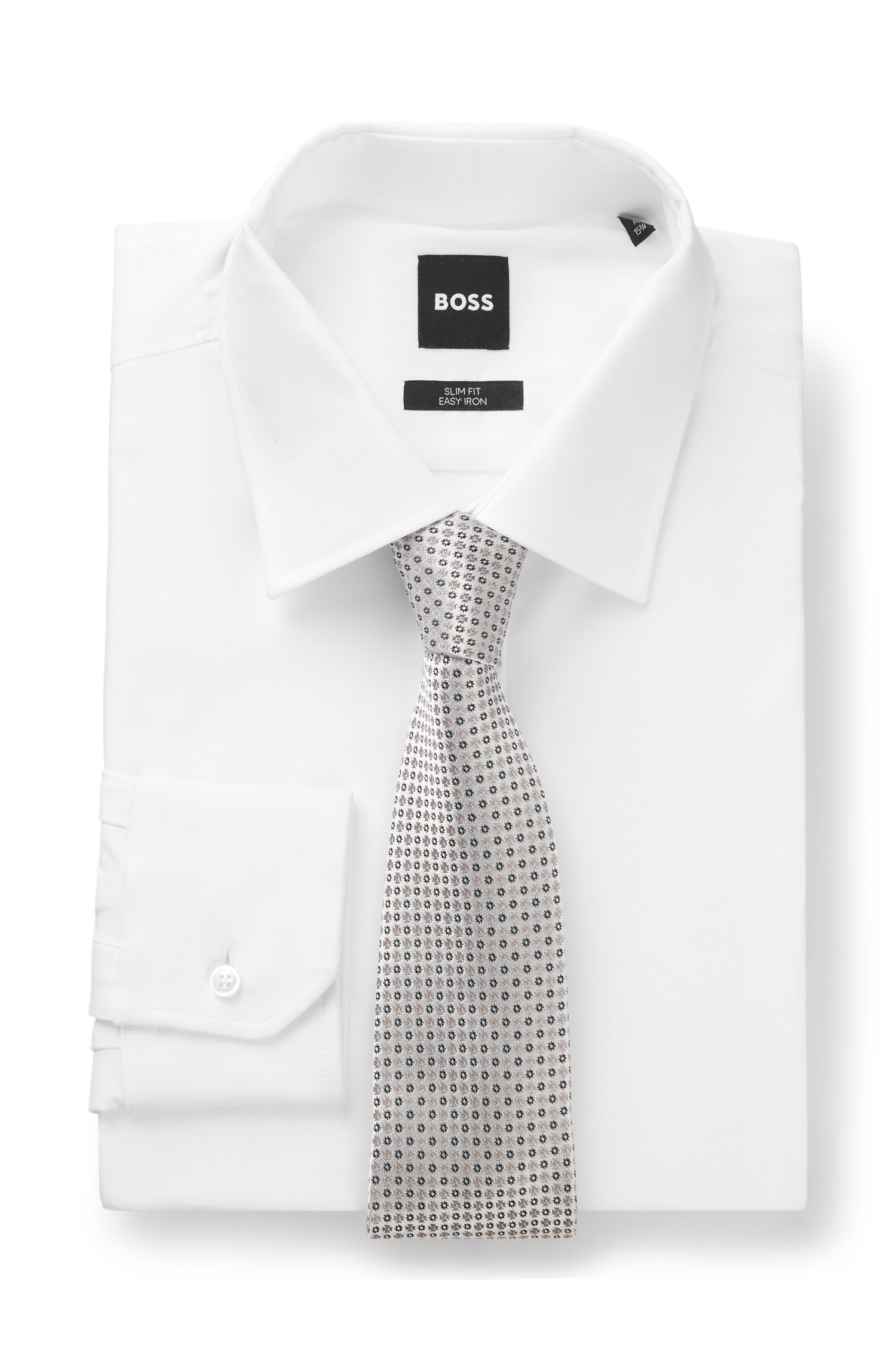 Boss Silk-blend tie with micro pattern slipsar herr – bild 2