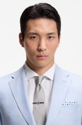 Silk-blend tie with micro pattern, Light Grey