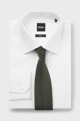 Silk-blend tie with micro pattern, Dark Green