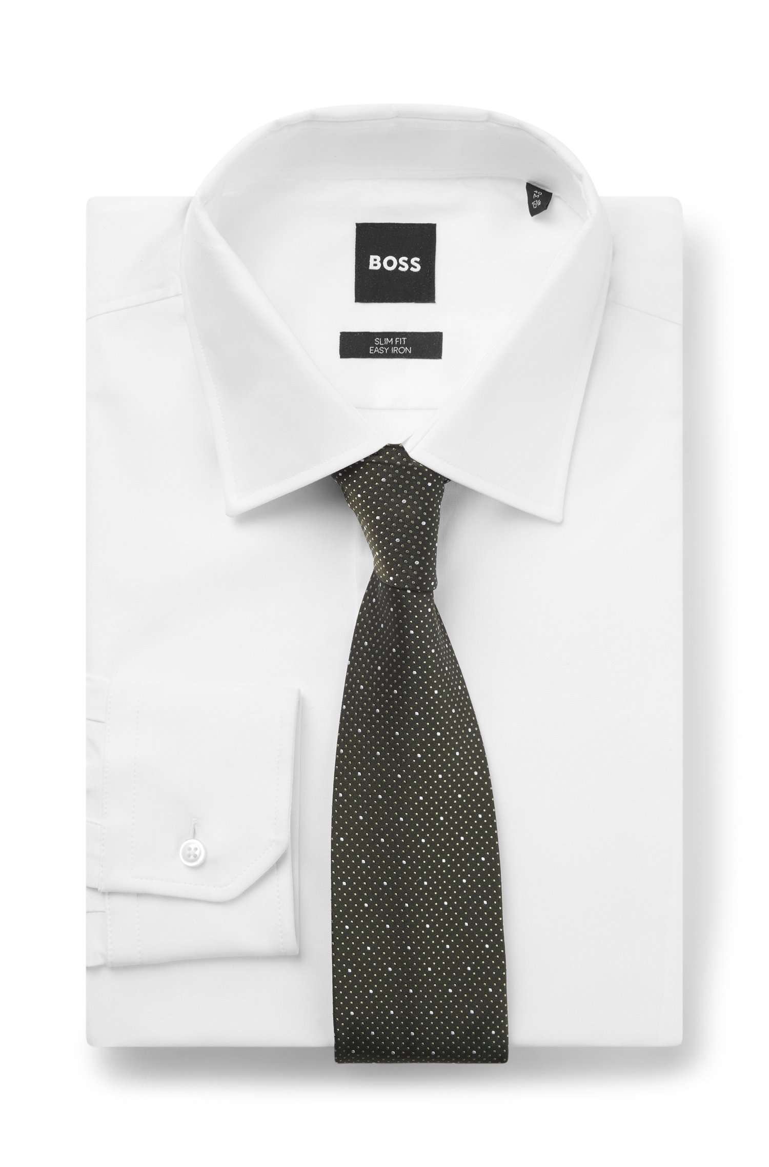 Boss Silk-blend tie with micro pattern slipsar herr – bild 2
