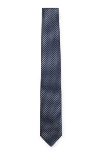 Silk-blend tie with micro pattern, Dark Blue