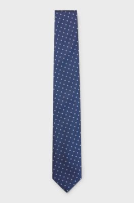 Silk-blend tie with micro pattern, Dark Blue