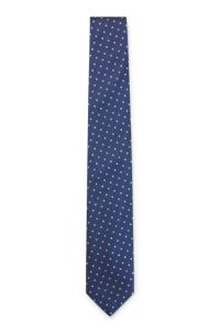 Silk-blend tie with micro pattern, Dark Blue