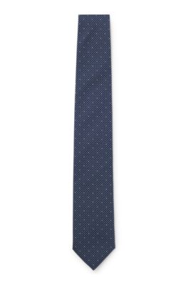 Silk-blend tie with micro pattern, Blue Patterned